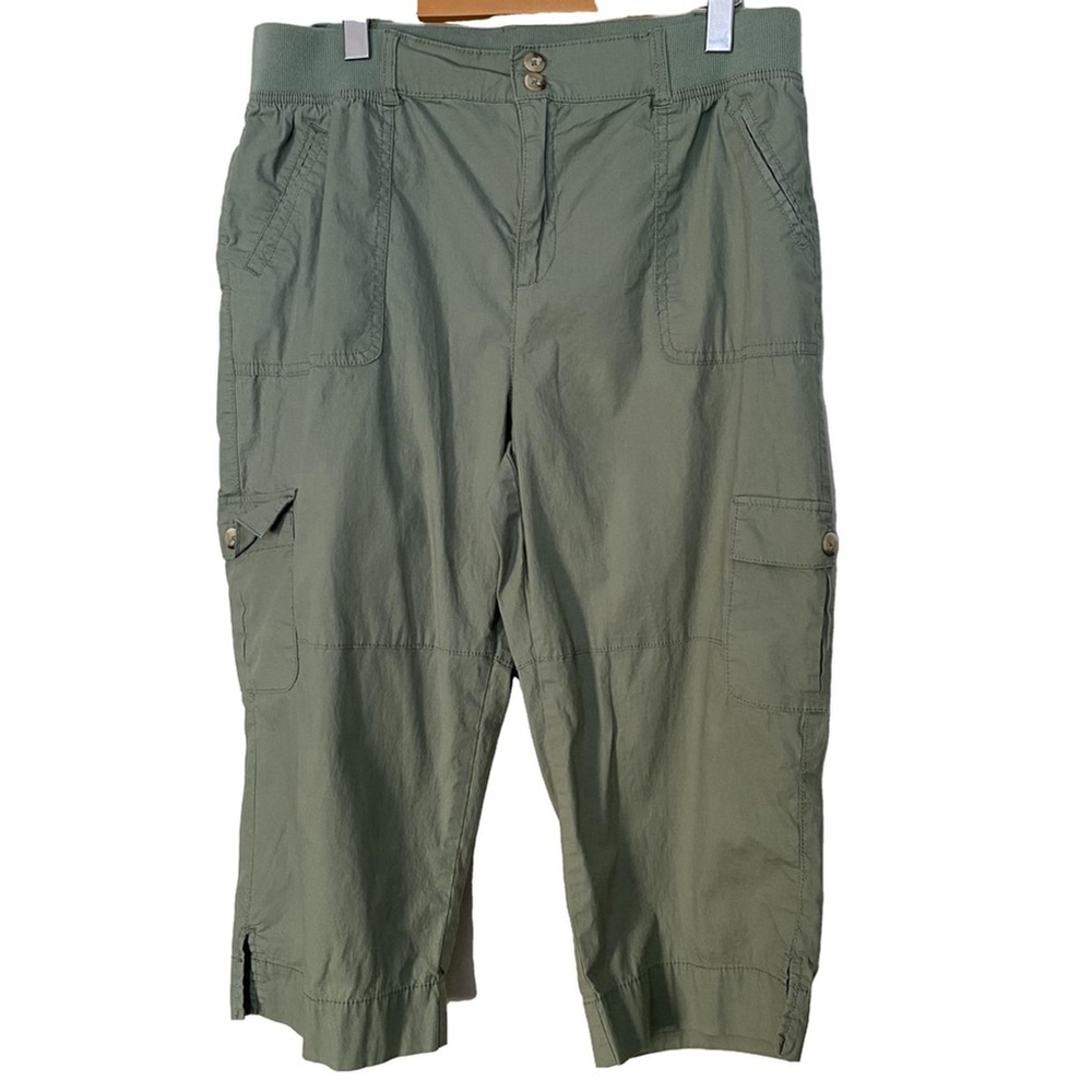 Penningtons Green Cargo Capri Relaxed Fit Pants Women’s Plus Size 14